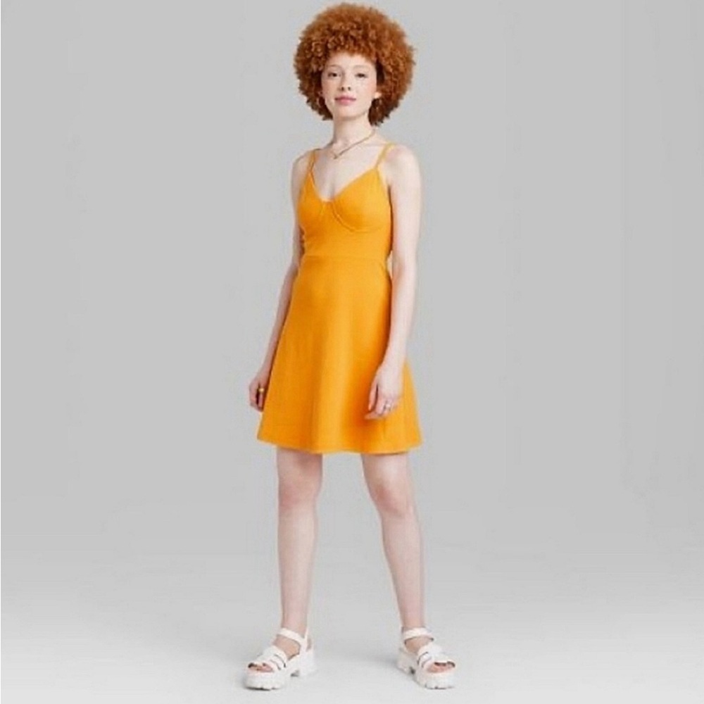 Wild Fable Skater Knit Gold Dress - Picture 1 of 2